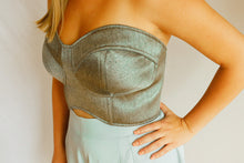 Cargar imagen en el visor de la galería, Bustier Bassima Verde Metálico